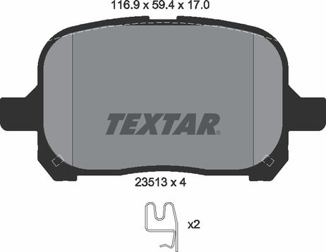 фото Textar 2351302 Колодки тормозные дисковые | перед | Textar 2351302 Колодки тормозные дисковые | перед |