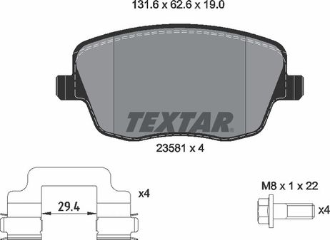 фото Textar 2358101 Колодки тормозные дисковые с противошумной пластиной Q+ | перед | Textar 2358101 Колодки тормозные дисковые с противошумной пластиной Q+ | перед |