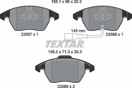 фото Textar 2358701 Колодки тормозные дисковые с противошумной пластиной Q+ | перед | Textar 2358701 Колодки тормозные дисковые с противошумной пластиной Q+ | перед |