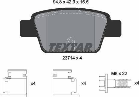 фото Textar 2371401 Колодки тормозные дисковые с противошумной пластиной Q+ | зад | Textar 2371401 Колодки тормозные дисковые с противошумной пластиной Q+ | зад |