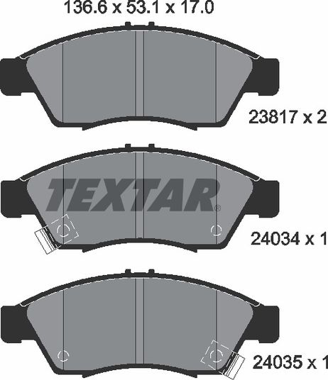 фото Textar 2381701 Колодки тормозные дисковые | перед | Textar 2381701 Колодки тормозные дисковые | перед |