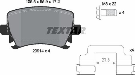 фото Textar 2391402 Колодки тормозные дисковые с противошумной пластиной Q+ | зад | Textar 2391402 Колодки тормозные дисковые с противошумной пластиной Q+ | зад |