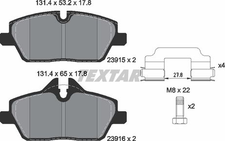 фото Textar 2391503 Колодки тормозные дисковые с противошумной пластиной Q+ | перед | Textar 2391503 Колодки тормозные дисковые с противошумной пластиной Q+ | перед |
