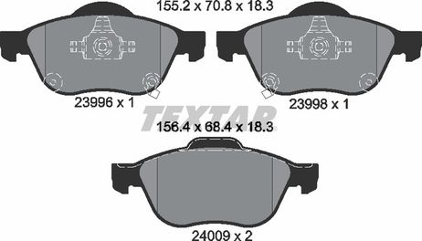 фото Textar 2399601 Колодки тормозные дисковые | перед | Textar 2399601 Колодки тормозные дисковые | перед |