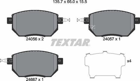 фото Textar 2405601 Колодки тормозные дисковые | перед | Textar 2405601 Колодки тормозные дисковые | перед |