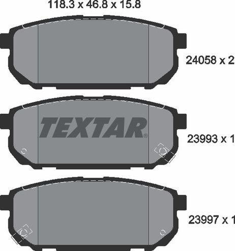 фото Textar 2405801 Колодки тормозные дисковые | зад | Textar 2405801 Колодки тормозные дисковые | зад |