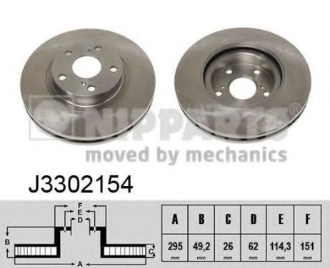 фото Nipparts J3302154 Диск тормозной | перед | Nipparts J3302154 Диск тормозной | перед |