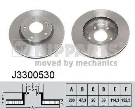 фото Nipparts J3300530 Диск тормозной | перед | Nipparts J3300530 Диск тормозной | перед |