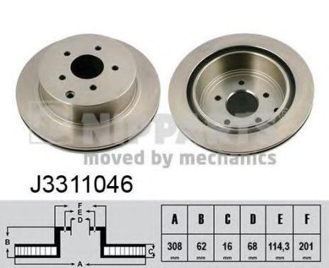 фото Nipparts J3311046 Диск тормозной | зад | Nipparts J3311046 Диск тормозной | зад |
