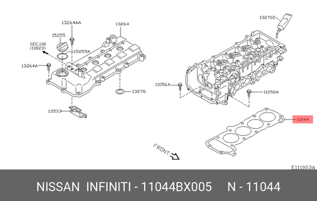 фото Nissan 11044-BX005 Прокладка головки блока цилиндров Nissan 11044-BX005 Прокладка головки блока цилиндров