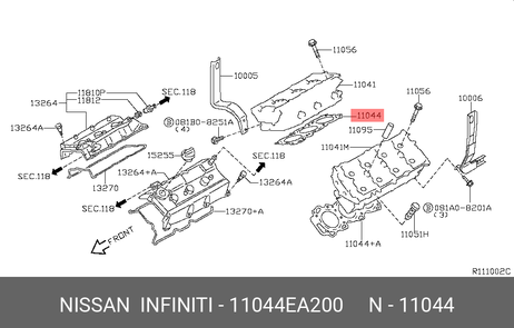 фото Nissan 11044-EA200 Прокладка головки блока цилиндров Nissan 11044-EA200 Прокладка головки блока цилиндров