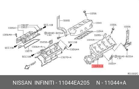 фото Nissan 11044-EA205 Прокладка головки блока цилиндров Nissan 11044-EA205 Прокладка головки блока цилиндров