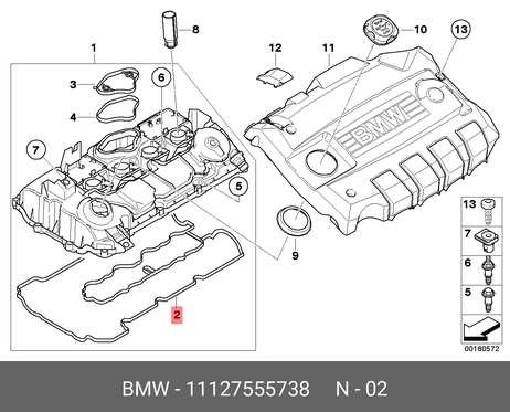 фото BMW 11 12 7 555 738 Прокладка, крышка головки цилиндра BMW 11 12 7 555 738 Прокладка, крышка головки цилиндра