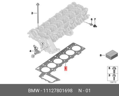фото BMW 11 12 7 801 698 Прокладка, головка цилиндра BMW 11 12 7 801 698 Прокладка, головка цилиндра
