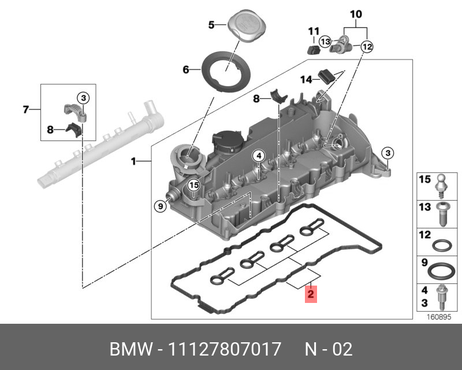 фото BMW 11 12 7 807 017 Комплект прокладок, крышка головки цилиндра BMW 11 12 7 807 017 Комплект прокладок, крышка головки цилиндра