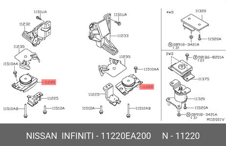 фото Nissan 11220-EA200 Подушка двигателя | перед | Nissan 11220-EA200 Подушка двигателя | перед |