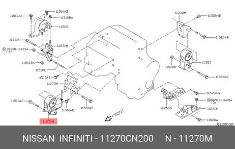 фото Nissan 11270-CN200 Подушка двигателя | перед | Nissan 11270-CN200 Подушка двигателя | перед |