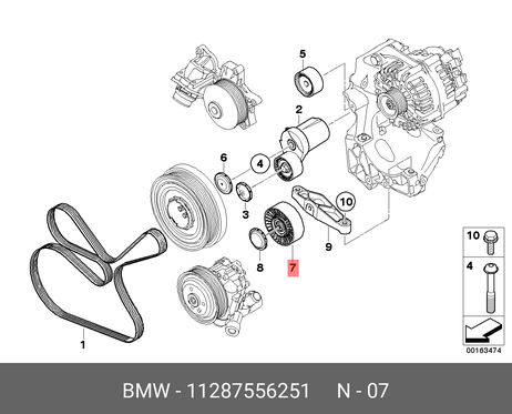 фото BMW 11 28 7 556 251 Ролик промежуточный навесного оборудования BMW 11 28 7 556 251 Ролик промежуточный навесного оборудования