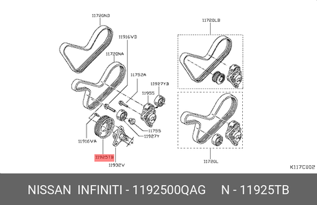 фото Nissan 11925-00QAG Ролик промежуточный навесного оборудования Nissan 11925-00QAG Ролик промежуточный навесного оборудования