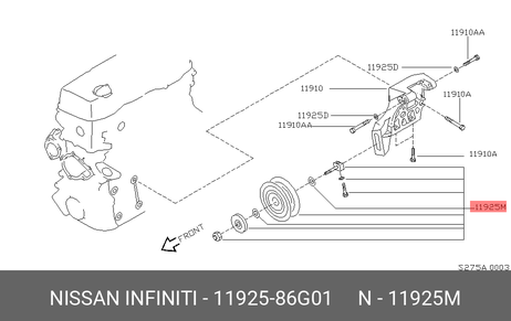 фото Nissan 11925-86G01 Ролик натяжителя Nissan 11925-86G01 Ролик натяжителя