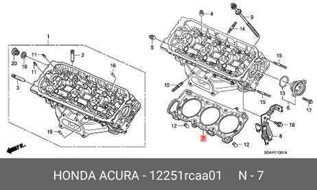 фото Honda 12251-RCA-A01 Прокладка головки блока цилиндров Honda 12251-RCA-A01 Прокладка головки блока цилиндров