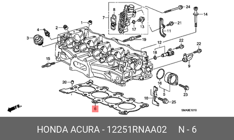 фото Honda 12251-RNA-A02 Прокладка головки блока цилиндров Honda 12251-RNA-A02 Прокладка головки блока цилиндров