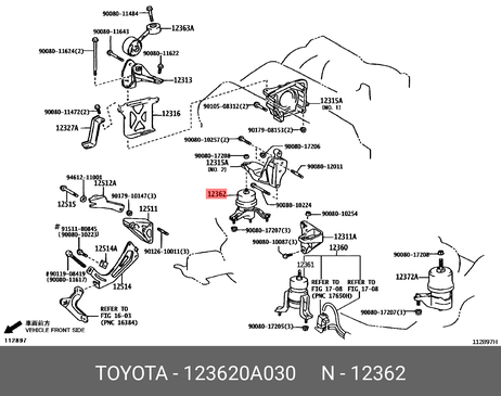 фото Toyota 12362-0A030 Подушка двигателя | прав | Toyota 12362-0A030 Подушка двигателя | прав |