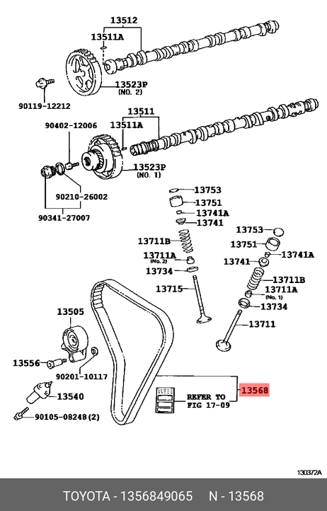 фото Toyota 13568-49065 Ремень ГРМ Toyota 13568-49065 Ремень ГРМ