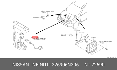 фото Nissan 22690-6N206 Датчик кислородный Nissan 22690-6N206 Датчик кислородный
