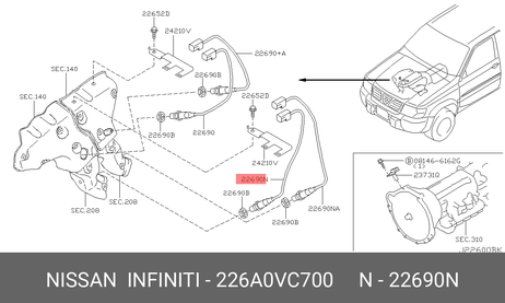фото Nissan 226A0-VC700 Датчик кислородный Nissan 226A0-VC700 Датчик кислородный