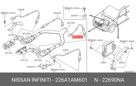 фото Nissan 226A1-AM601 Датчик кислородный Nissan 226A1-AM601 Датчик кислородный