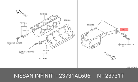 фото Nissan 23731-AL606 Датчик положения коленчатого вала Nissan 23731-AL606 Датчик положения коленчатого вала