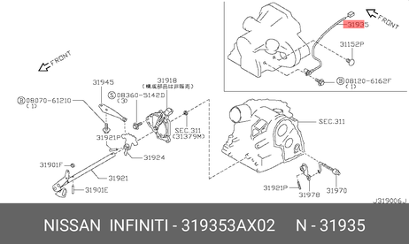 фото Nissan 319353AX02 Датчик положения коленвала Nissan 319353AX02 Датчик положения коленвала