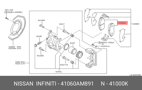 фото Nissan 41060-AM891 Колодки тормозные дисковые | перед | Nissan 41060-AM891 Колодки тормозные дисковые | перед |