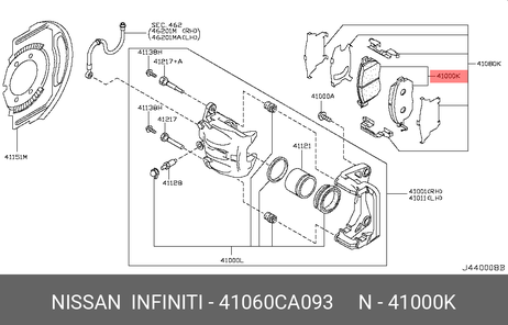 фото Nissan 41060-CA093 Колодки тормозные дисковые | перед | Nissan 41060-CA093 Колодки тормозные дисковые | перед |