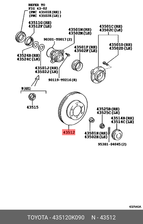 фото Toyota 43512-0K090 Диск тормозной | перед | Toyota 43512-0K090 Диск тормозной | перед |