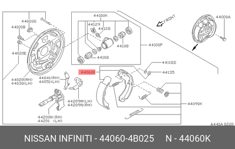 фото Nissan 44060-4B025 Колодки тормозные барабанные | зад | Nissan 44060-4B025 Колодки тормозные барабанные | зад |