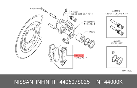 фото Nissan 44060-7S025 Колодки тормозные дисковые | зад | Nissan 44060-7S025 Колодки тормозные дисковые | зад |