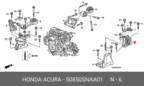 фото Honda 50850-SNA-A01 Подушка двигателя | перед лев | Honda 50850-SNA-A01 Подушка двигателя | перед лев |
