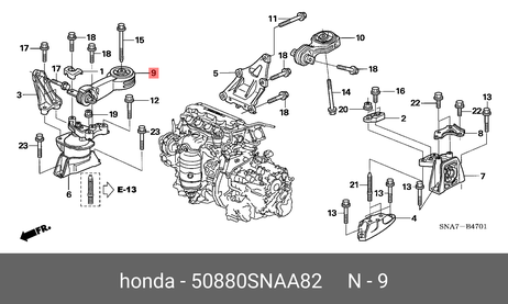 фото Honda 50880-SNA-A82 Подушка двигателя | перед прав | Honda 50880-SNA-A82 Подушка двигателя | перед прав |