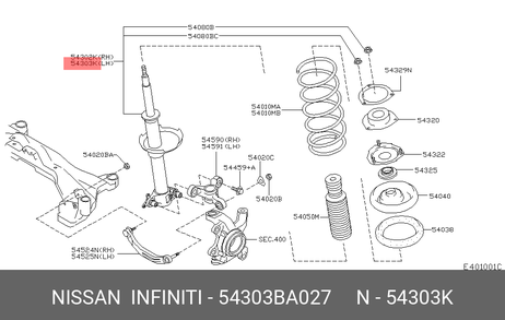 фото Nissan 54303-BA027 Амортизатор | перед лев | Nissan 54303-BA027 Амортизатор | перед лев |