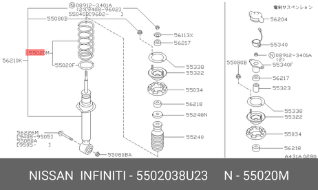 фото Nissan 55020-38U23 Пружина ходовой части | зад | Nissan 55020-38U23 Пружина ходовой части | зад |