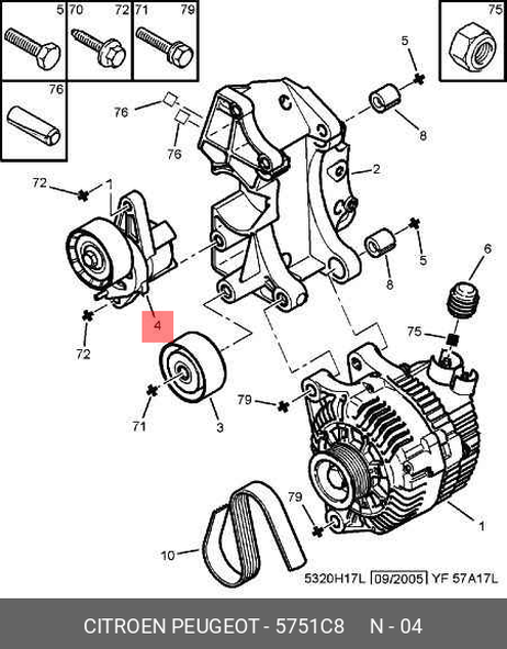 фото Citroen/Peugeot 5751.C8 Натяжитель приводного ремня Citroen/Peugeot 5751.C8 Натяжитель приводного ремня