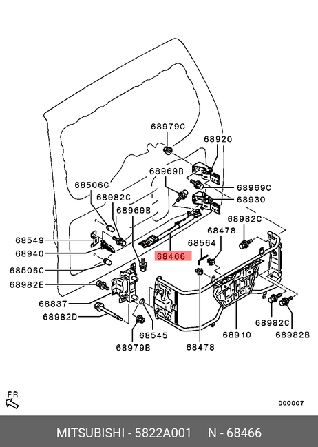 фото Mitsubishi 5822A001 Амортизатор задней двери Mitsubishi 5822A001 Амортизатор задней двери