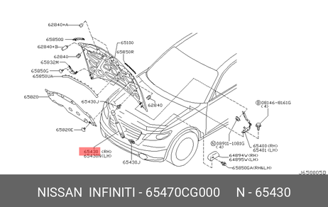 фото Nissan 65470-CG000 Амортизатор капота Nissan 65470-CG000 Амортизатор капота
