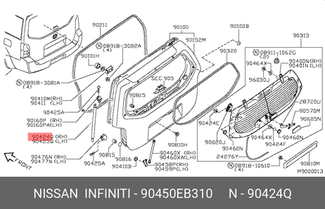 фото Nissan 90450-EB310 Амортизатор крышки багажника Nissan 90450-EB310 Амортизатор крышки багажника