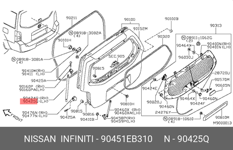 фото Nissan 90451-EB310 Амортизатор крышки багажника Nissan 90451-EB310 Амортизатор крышки багажника