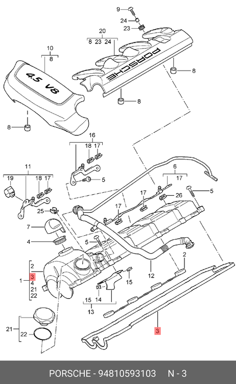 фото Porsche 94810593103 Прокладка крышки клапанов Porsche 94810593103 Прокладка крышки клапанов