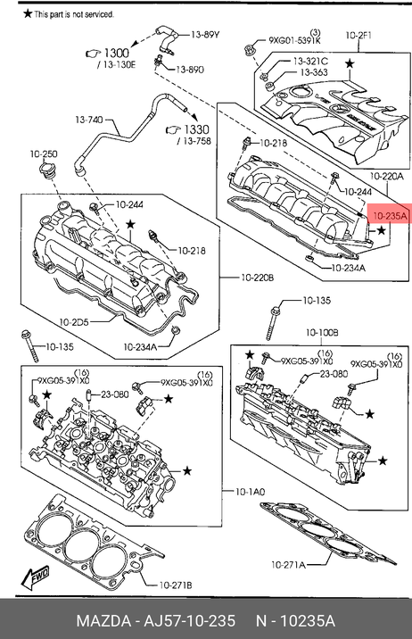 фото Mazda AJ57-10-235 Прокладка клапанной крышки Mazda AJ57-10-235 Прокладка клапанной крышки