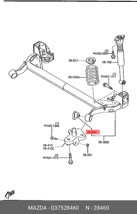 фото Mazda D375-28-460 Сайлентблок балки моста Mazda D375-28-460 Сайлентблок балки моста